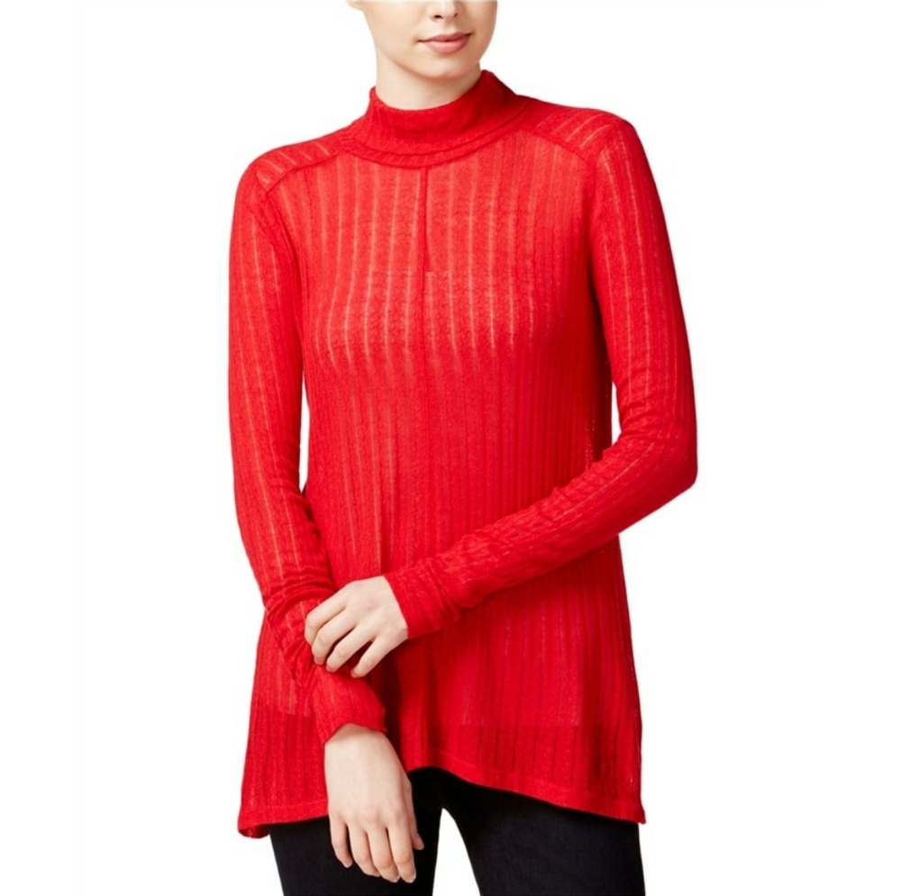 NEW Lucky Brand linen blend semi-sheer turtleneck SIZE M